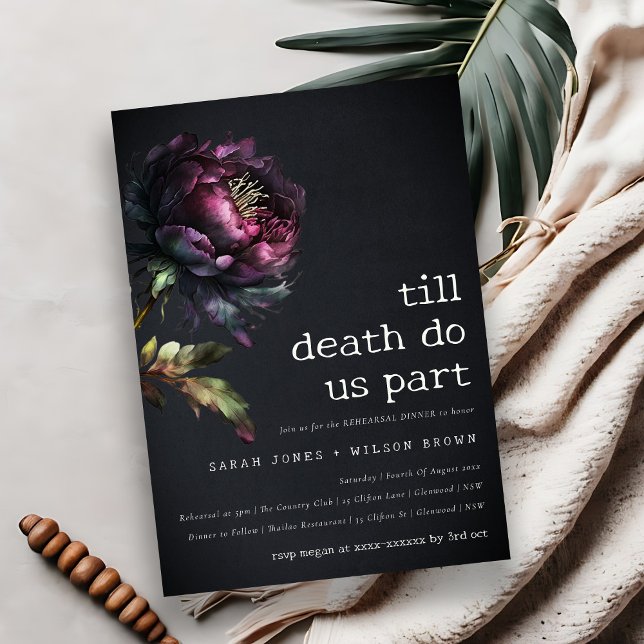 Convite Janto de Ensaio de Penas Negras Roxas Moody Gothic (Criador carregado)