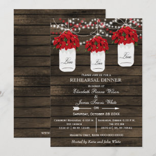 Convite janto de ensaio de poinsettias de pedras de madeir