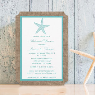 Convite Janto de Ensaio de Praia de Turquoise Starfish Bur