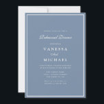 Convite janto de ensaio de quadro branco azul-poeirento mo<br><div class="desc">design branco e azul empoeirado moderno com quadro e texto personalizado</div>