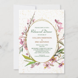 Convite Janto de ensaio de quadro Dourado do Flor de Cerej