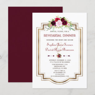 Convite Janto de ensaio de queda Dourada Floral de Marsala
