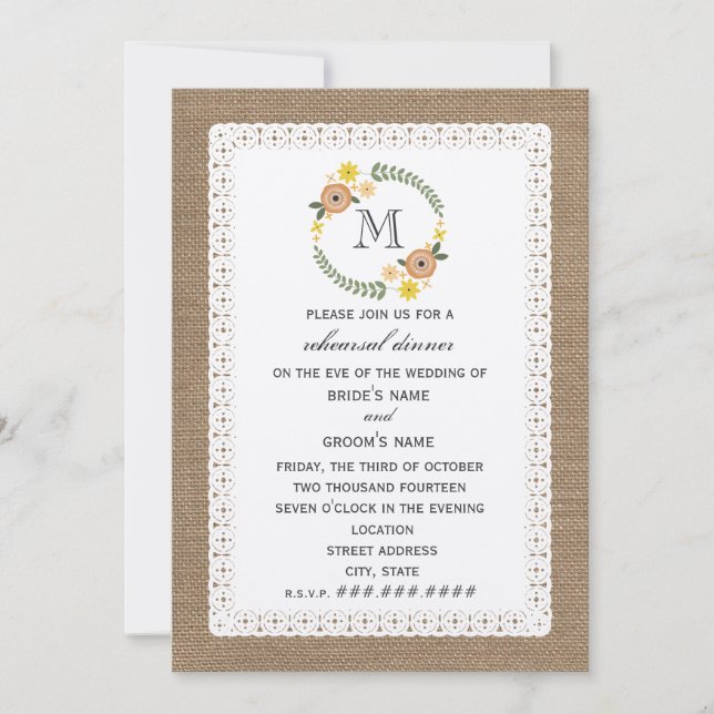 Convite Janto de Ensaio de Queda Inspirado em Burlap & Lac (Frente)