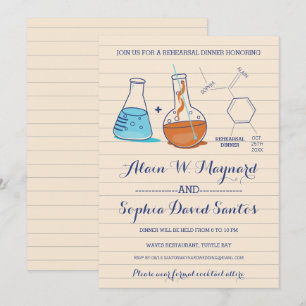 Convite Janto de ensaio de química azul e laranja