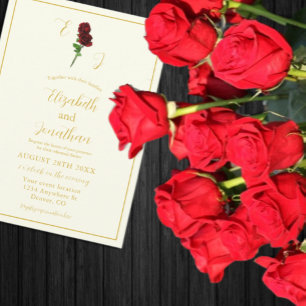 Convite Janto de ensaio de Rosa Dourada de marfim