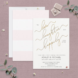 Convite Janto de ensaio de script Dourado Blush White