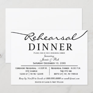 Convite Janto de Ensaio de Script Elegante Branco preto Co