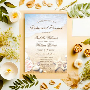 Convite Janto de ensaio de Starfish de Casamento de Praia 