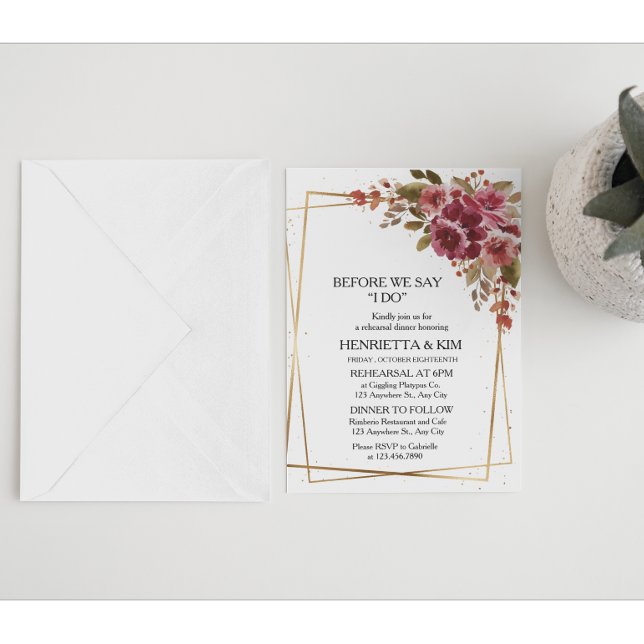 Convite Janto de Ensaio de Tema de Borgonha ou de Outono (Criador carregado)