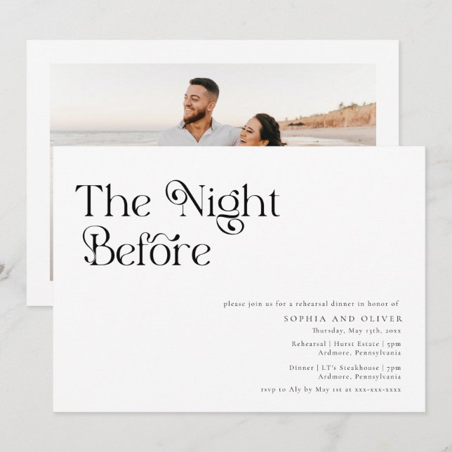 Convite Janto de Ensaio de Tipografia Único Elegante (Frente/Verso)