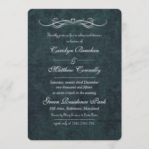 Convite Janto de ensaio de Vintage Chique Blue Damask