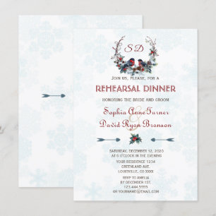 Convite Janto de ensaio de Wreath Berries Bullfinch