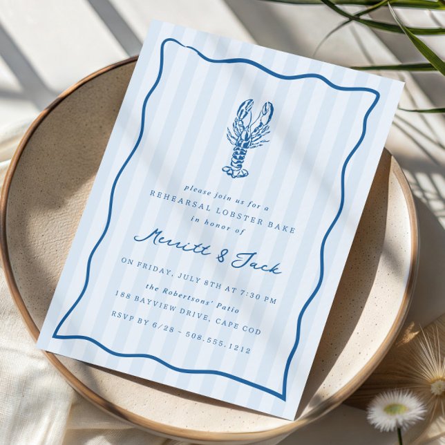 Convite Janto de ensaio do Assar de lagosta de rabisco (Coastal lobster bake rehearsal dinner invitations)