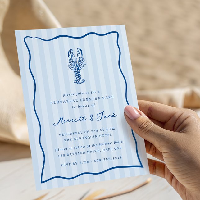 Convite Janto de ensaio do Assar de lagosta de rabisco (Coastal lobster bake rehearsal dinner invitations)