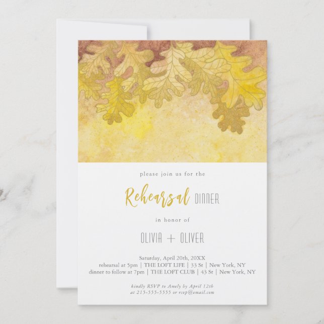 Convite Janto de Ensaio do Autumn Oak Leaves (Frente)