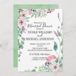 Convite Janto de ensaio do buquê de aquarelas rosado RUSTI