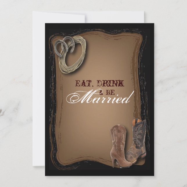 Convite Janto de ensaio do casamento de cowboy do oeste (Verso)