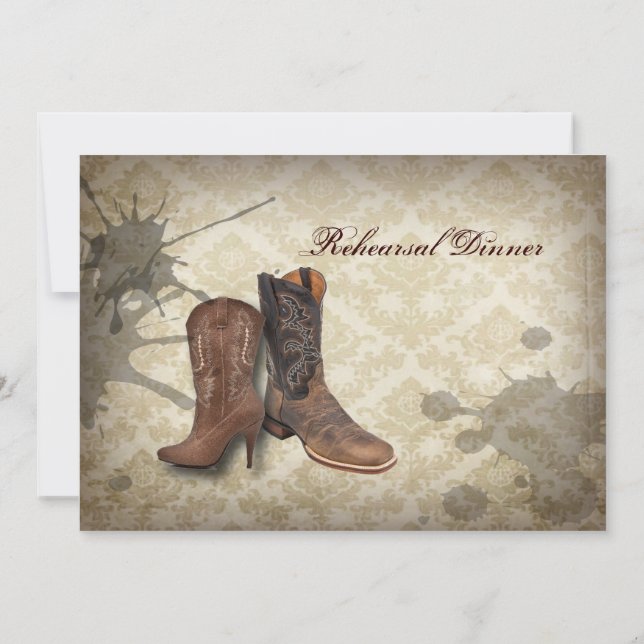Convite Janto de ensaio do casamento de cowboy do oeste (Verso)