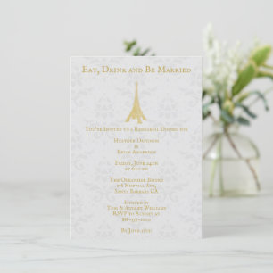 Convite Janto de ensaio do Casamento tema damasco da torre