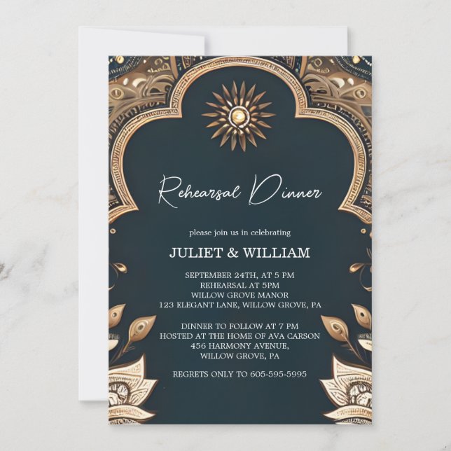 Convite Janto de ensaio do estilo indiano Hindi Henna Mehn (Frente)