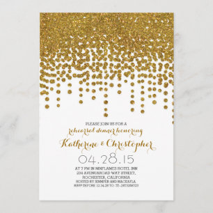 Convite janto de ensaio do faux gold glitter confetti