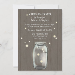 Convite Janto de Ensaio do Firefly Mason Jar Rustic Countr