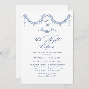 Convite Janto de ensaio do Jardim Têxtil Francês Azul Eleg