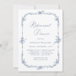 Convite Janto de ensaio do Jardim Têxtil Francês Azul Eleg