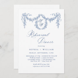 Convite Janto de ensaio do Jardim Têxtil Francês Azul Eleg