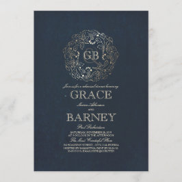 Convite Janto de ensaio do Marinho da Vintage Dourado Mono