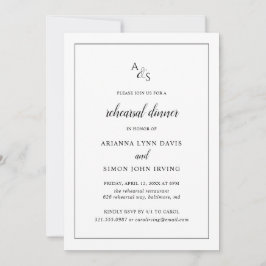 Convite Janto de ensaio do monograma branco e preto Elegan