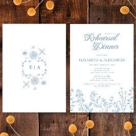 Convite Janto de ensaio do Monograma de Flores Selvagem