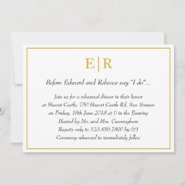 Convite Janto de ensaio do Monograma Dourado Elegante