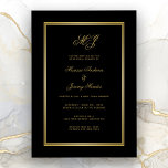 Convite Janto de ensaio do Monograma Dourado Elegante<br><div class="desc">Convide seus convidados de janto de ensaio de casamento em estilo com este elegante convite de monograma personalizado branco. O design simples apresenta as iniciais falsas do monograma dourado em um script falsa de ouro junto com todos os detalhes de seu janto para personalizar bordado com um quadro brilhante de...</div>