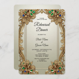 Convite Janto de ensaio do Ornamentado Dourado Elegante