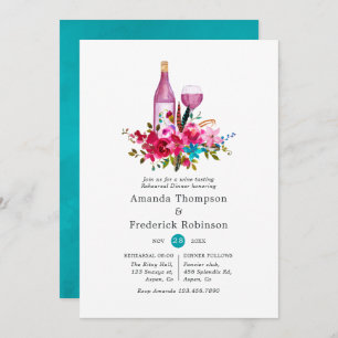 Convite Janto de ensaio do Provando de vinho Floral Boho C