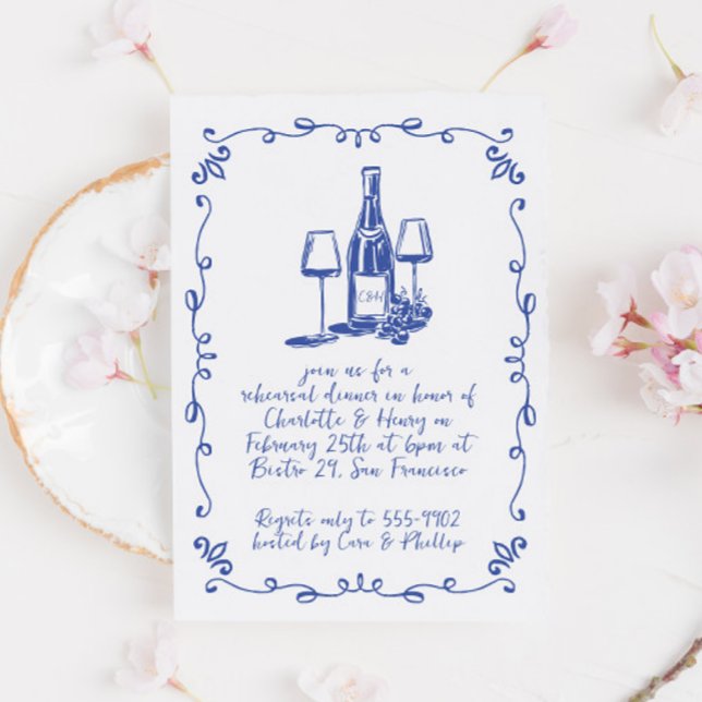 Convite Janto de ensaio do rabo de vinho branco moderno (Criador carregado)