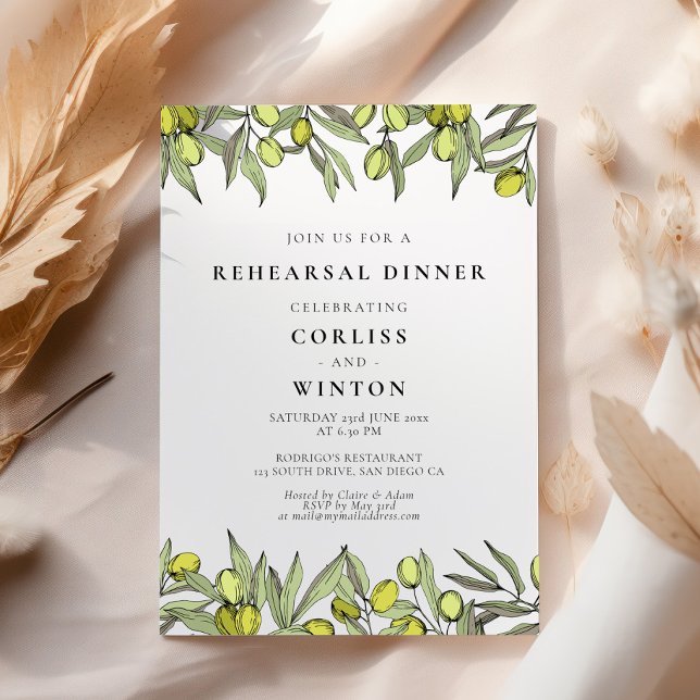 Convite Janto de ensaio do ramo oliva moderno (Criador carregado)