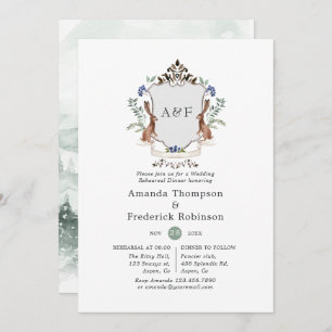 Convite Janto de ensaio do Woodland Laurel Crest Monograma