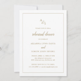 Convite Janto de ensaio Dourado do Monograma Formal Elegan