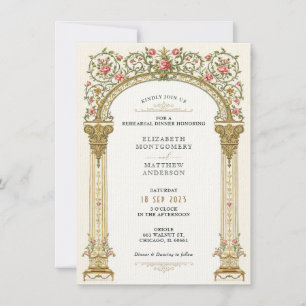 Convite Janto de ensaio Dourado do Ornamentado vitoriano