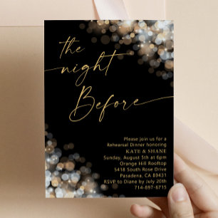 Convite Janto de ensaio Dourado e Silver Bokeh Glitter