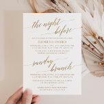 Convite Janto de ensaio Dourado elegante 5 x 7" e Brunch D<br><div class="desc">Este elegante janto de ensaio de 5 x 7" de ouro e o convite de almoço de domingo é perfeito para um simples casamento de destino. A design neutra apresenta uma carta minimalista decorada com a tipografia falsa de ouro romântica e caprichosa. Nota: Este design não apresenta folha de ouro...</div>