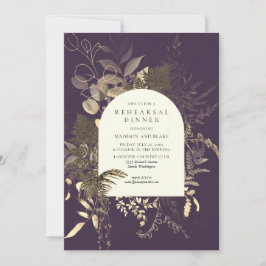 Convite Janto de ensaio Dourado Fern Greenery Purple Wedes