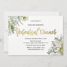 Convite Janto de Ensaio Dourado Rústico de Folha Verde de 