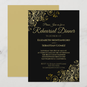 Convite Janto de ensaio Dourado sobre casamento negro