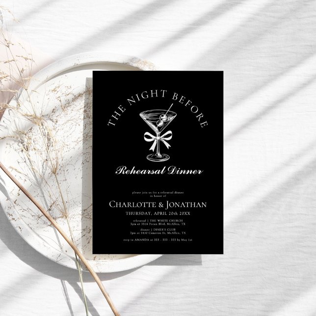 Convite Janto de ensaio Elegant Drawn Martini (Criador carregado)