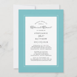 Convite Janto de Ensaio Elegante Aqua e Casamento Branco