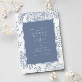 Convite Janto de Ensaio Elegante Azul-Periwinkle Floral