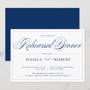 Convite Janto de ensaio Elegante Blue Silver Lines